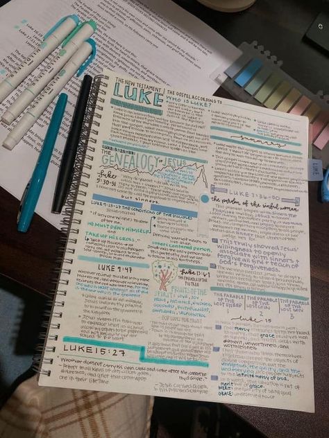 Christian Notebook Ideas Aesthetic, Luke In The Bible, Bible Book Mapping, Study Bible Notes, Luke Chapter 1 Bible Journaling, Luke 1 Bible Notes, Christian Journal Aesthetic, Annotated Bible Aesthetic, Bible Study Wallpaper