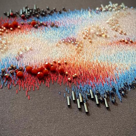 Abstract Bead Embroidery, Beaded Embroidery Patterns, Abstract Embroidery Designs, Gradient Embroidery, Embroidery Runway, Ombre Embroidery, Artistic Embroidery, Wire Embroidery, Embroidery Abstract