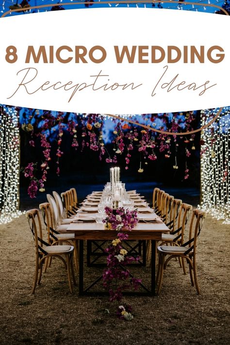 8 Micro Wedding Reception Ideas Outdoor Micro Wedding Reception, Small Wedding Decorations At Home, Civil Wedding Venue Ideas, Micro Wedding Table Layout, Civil Wedding Decoration Simple At Home, Wedding Without Reception, Tiny Wedding Reception, Small Space Wedding Reception Ideas, Small Micro Wedding Ideas