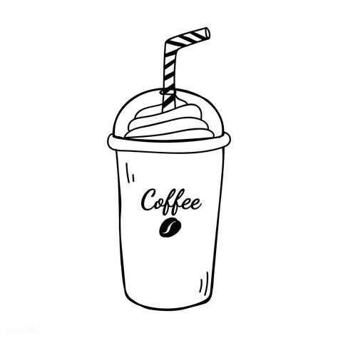 Mocha frappe coffee shop icon vector | free image by rawpixel.com / filmful Frappe Drawing, Frappe Coffee, Drawing Small, Coffee Line, Coffee Doodle, Magic Beans, Coffee Shake, Mocha Frappe, Coffee Icon