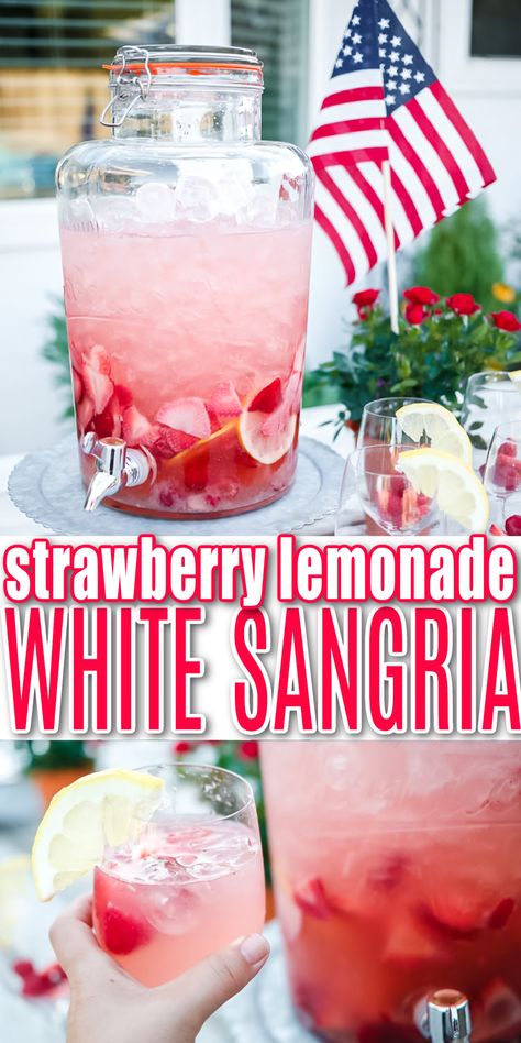 Strawberry Lemonade Sangria, Liquor Ideas, Lemonade Sangria, Summer Sangria Recipes, White Sangria Recipe, Strawberry Sangria, Raspberry Mojito, Fun Summer Drinks, Summer Drinks Alcohol