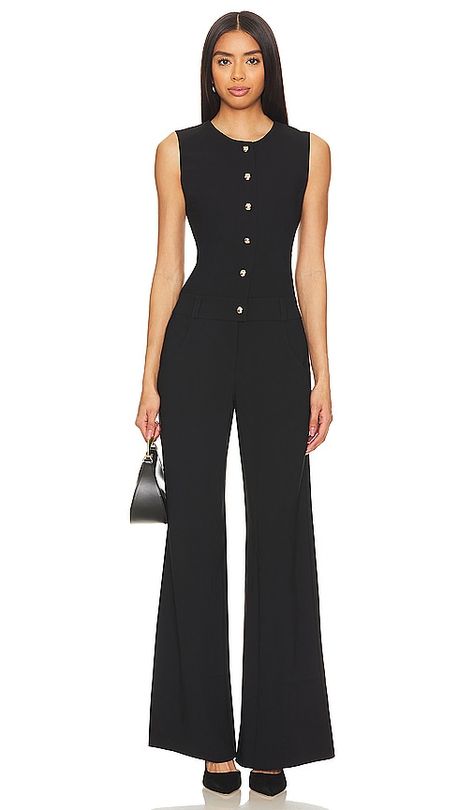 Find AMANDA UPRICHARD X Tori Jumpsuit on Editorialist. Amanda Uprichard x REVOLVE Tori Jumpsuit in Black. - size M (also in L, S, XL, XS) Amanda Uprichard x REVOLVE Tori Jumpsuit in Black. - size M (also in L, S, XL, XS) Meet a collaboration masterpiece that blends chic and flare seamlessly: the Amanda Uprichard x REVOLVE Tori Jumpsuit in Black. Sleeveless allure, crepe fabric, and wide-leg pants make it perfect for office cute or town elegance. Elevate your style game with Amanda Uprichard and REVOLVE.. Self & Lining: 100% polyester. Made in China. Dry clean only. Front button closure Zip fly. 4-pocket styling. Crepe fabric. AMAN-WC93. CI-4922. The Amanda Uprichard brand begins with Amanda. Born and raised in Florida, Amanda moved to New York City with a goal of having a creative and exci Chique Outfit, Jumpsuit Outfits, Luxe Clothing, Amanda Uprichard, Professional Outfits, Business Casual Outfits, Classy Women, Crepe Fabric, Office Outfits