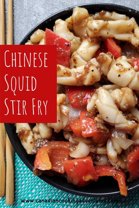 Squid Chinese Recipe, Calamari Stir Fry, Seafood Stirfry Recipes, Squid Recipes Asian, Squid Recipes Easy, Calamari Steak Recipe, Asian Seafood Recipes, Squid Stir Fry, Squid Dishes