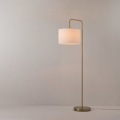 Illuminate your space in contemporary style with this 58" arched floor lamp. Crafted of metal, this floor lamp strikes a streamlined arched silhouette on a round pedestal base. Up top, a fabric drum shade ensconces one 60 W incandescent E26 medium base bulb (not included) to diffuse bright light as it’s dispersed throughout your space. Powered by a 60" length of electric cord, this lamp is operated by a simple rotary socket. Base Finish: Satin Gold | Ebern Designs Chattahoochee 58" Arched Floor Nursery Floor Lamp, Gold Floor Lamp, Floor Lamps Living Room, Arched Floor Lamp, Bamboo Shades, Smart Bulb, White Floor Lamp, Modern Floor, Arc Floor Lamps