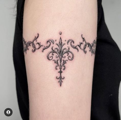 Vintage Jewelry Tattoo, Small Filigree Tattoo, Baroque Filigree Tattoo, Elegant Gothic Tattoos, Edwardian Tattoo, Arm Jewelry Tattoo, Gothic Line Tattoo, Victorian Jewelry Tattoo, Romantic Goth Tattoo