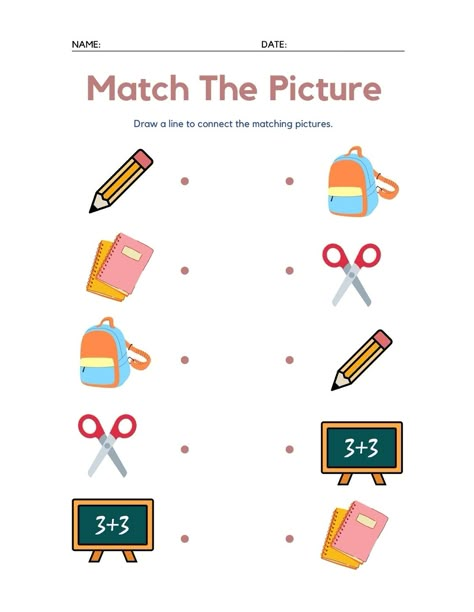 PICTURE MATCHING KG worksheets Matching For Kindergarten, Matching Pictures For Kids, Work Sheet For Kindergarten Activities, Preschool Worksheets For Kids, Pre Nursery Worksheets English, Pre Nursery Worksheets, Matching Activities For Preschoolers, Matching Worksheets For Kindergarten, Matching Worksheets For Preschool