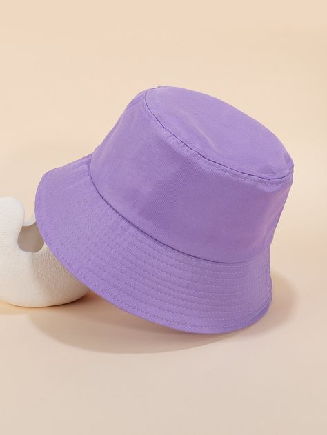 Mauve Purple Casual Collar  Polyester Plain Bucket Hat Embellished  Spring/Fall Women Accessories Guess Bags Black, Bucket Hat Aesthetic, Purple Bucket Hat, Cool Bucket Hats, Purple Bob, Bucket Hat Outfit, Bucket Hat Fashion, Hat Aesthetic, Purple Hat