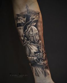 Templar Knight Tattoo, David Tattoo, Gladiator Tattoo, Soldier Tattoo, Skull Hand Tattoo, Patriotic Tattoos, Spartan Tattoo, Medieval Tattoo, Knight Tattoo