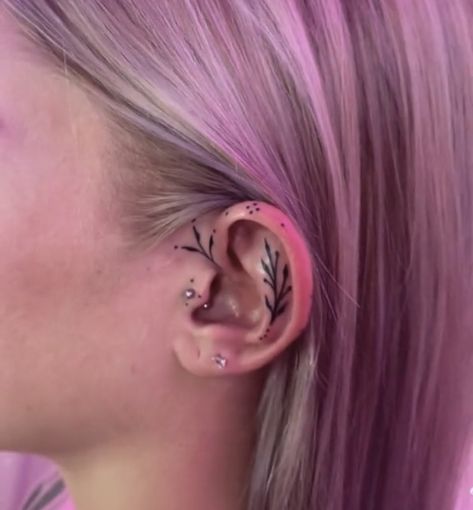 Wand Tattoo, Tattoo Behind Ear, Back Tats, Ear Tattoos, Face Tattoo, Tattoo Inspo, Tattoo Idea, Ear Tattoo, Behind Ear Tattoo