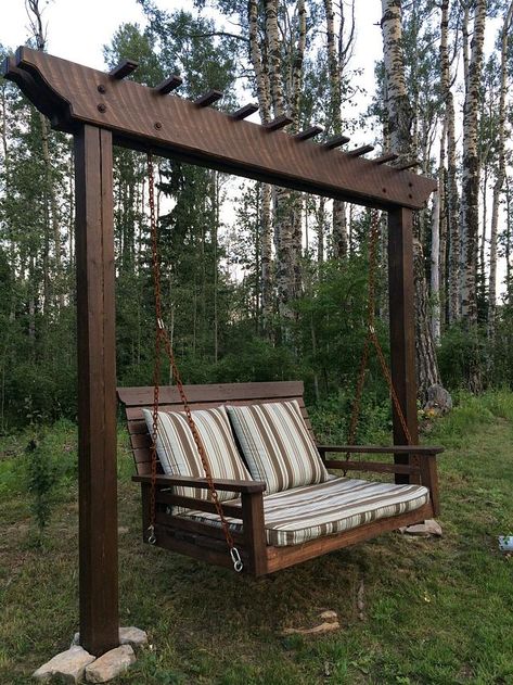 Pergola Swing/Day Bed Swing - Woodworking Project by Rosebud613 - Craftisian Pergola Diy, Garden Swing Seat, Backyard Swings, Pergola Swing, Wooden Swing, Pergola Attached To House, Patio Swing, Swing Dancing, Bed Swing