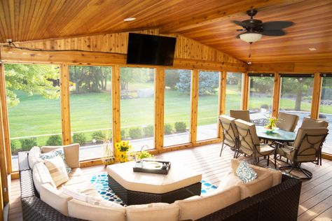 4 Season Patio Ideas, Enclosed Deck Ideas Four Seasons, 3 Seasons Porch, Four Season Porch Ideas, 4 Season Room Addition Off Kitchen, Build A Sunroom, 4 Season Room Addition, 4 Season Sunroom Ideas, Four Seasons Room Addition