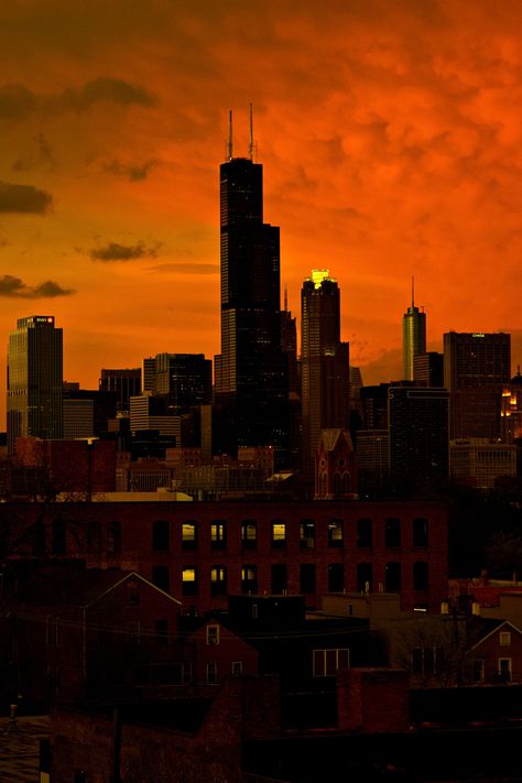 Took this picture after a storm came through the city. #chicago #skyline #downtown #skyscraperwallpaper #photography #photooftheday #photo #windycity #chicagophotography #wallpaper #wallpaperforyourphone Sky On Fire, Chicago Photography, Chicago Skyline, Wallpaper For Your Phone, Windy City, A Storm, On Fire, Skyscraper, The City