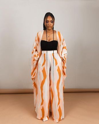 Pattern Two Piece Outfit, Pallazo Outfit Palazzo Elegante, Stylish Two Piece Outfits, Kimono 2 Piece Outfit, Tops To Wear With Palazzo Pants, Casual 2 Piece Outfit For Women, Trending Two Piece Outfits, African Two Piece Outfit, Two Piece Outfits Pants Casual