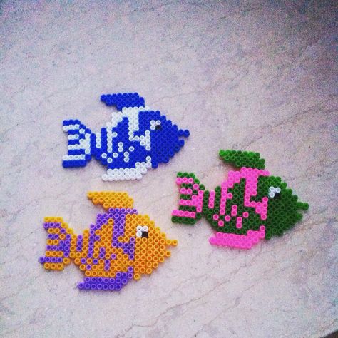 Beautiful fish perler beads Fish Perler Beads, Easy Perler Bead Patterns, Easy Perler Beads Ideas, Motifs Perler, Melty Beads, Diy Perler Beads, Fish Tank Decorations, Beautiful Fish, Perler Bead Art