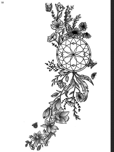 Rib To Knee Tattoo, Hip Tattoos Women Dreamcatcher, Inner Lower Leg Tattoos Women, Dream Catcher Tattoo Leg, Flower Dreamcatcher Tattoo, Womens Thigh Sleeve Tattoo, Dream Catcher Knee Tattoo, Hip Wrap Around Tattoo, Womens Lower Leg Tattoo Ideas