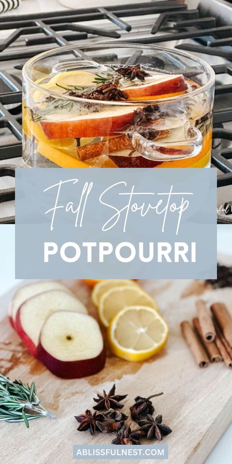 Transform your kitchen into a fall haven with the captivating aroma of this Fall stovetop potpourri. A delightful combination of fruits, spices, and herbs, it's a simple yet effective way to infuse your home with the essence of autumn. Want to try it? #fallrecipes #homemadefragrance #cozyhome How To Make Dried Potpourri, Autumn Popurri, Autumn Stovetop Potpourri, Fall Poupori Diy, Stovetop Potpourri Fall, Pouporri Recipe, Fall Potpourri Stovetop, Fall Stovetop Potpourri, Autumn Potpourri