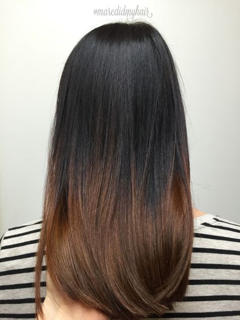 Black Caramel Ombre Hair, Ombre Hair Color On Straight Hair, Ombre Hair Color Black To Brown, Brown Ombre Hair On Black Hair, Black Hair Ombre Brown, Highlighted Brown Hair Straight, Hair Colour For Straight Black Hair, Black To Brown Ombre Hair Straight, Ombre Hair Color For Black Hair Straight