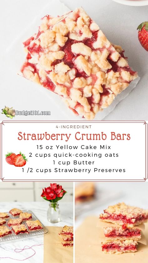 Strawberry Crumb Bars, Strawberry Cake Cookies, Berry Filling, Cake Mix Bars, Crumb Bars, Strawberry Cake Mix, Buttery Shortbread, Strawberry Dessert Recipes, Strawberry Preserves