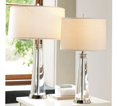 Bancroft Table & Bedside Crystal Lamps #potterybarn Console Lamps, Pretty Lamps, Pottery Barn Lamps, Tapered Table, Lavender Shades, Lamp Pottery, Crystal Lamps, Luxury Table Lamps, Room Lamps