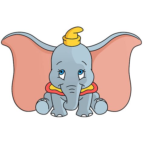 How to Draw Dumbo: Step 10 How To Draw Dumbo, Dumbo Drawing Easy, Dumbo Painting Easy, Disney Cartoons Drawings, Dumbo Artwork, Disney Character Paintings, Dumbo Outline, Dumbo Clipart, Dumbo Painting