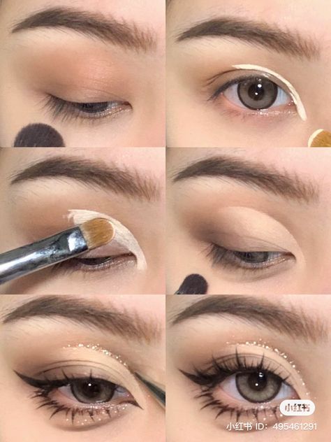 makeup, makeup inspo, makeup inspiration, makeup tutorial, makeupspo, xiohongshu, chinese makeup, douyin makeup, douyin, 小红书, 小红书 makeup, shiny makeup, light makeup, daily makeup, artistic makeup Smokey Eye Makeup For Round Eyes, Cat Makeup Korean, Douyin Matte Makeup, Smokey Eye Douyin Makeup, Hooded Eyes Douyin, Douyin Makeup Steps, Xiaohongshu Eye Makeup, Inner Double Eyelid Makeup, Douyin Makeup Round Eyes