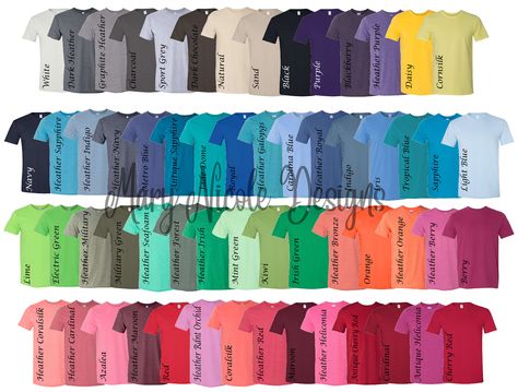 every color  g640 Digital File Shirt Color Chart // Gildan soft style  Unisex Jersey Color Chart // Etsy Color Chart // Tshirt Color Chart by MaryNicoleDesign on Etsy Softball Mom Shirts, Coach Shirts, Typography Shirts, Iron Design, Mama T Shirt, Personalized Door Mats, Kindness Shirts, Screen Printing Designs, Adulting Shirts