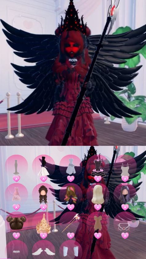 #dresstoimpress #dti #dtiroblox Angel Vs Devil, Vip Dress, Red Angel, Devil Halloween, Vs Angels, Angel Dress, Theme Halloween, Themed Outfits, Halloween Dress