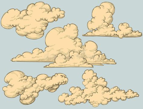 Vintage Clouds, Vintage Duvet, Cloud Illustration, Cloud Vector, Cloud Drawing, Queen Duvet Covers, Personalized Products, 그림 그리기, Duvet Cover Sets