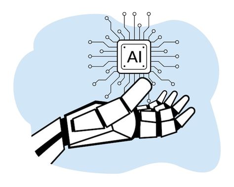 Vector robot hand with ai chip or artifi... | Premium Vector #Freepik #vector #ai #ai-illustration #artificial-intelligence-brain #artificial Web 1.0, Robotics Drawing, Robotics Illustration, Computer Illustration Design, Artificial Intelegent Illustration, Robotic Illustration, Workshop Illustration, Leo Sticker, Artificial Brain