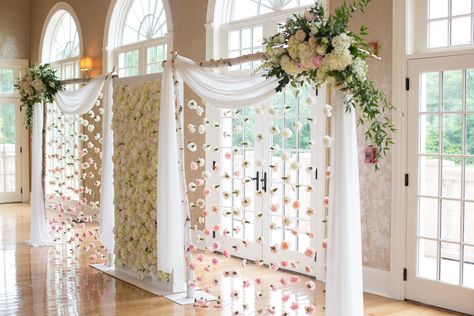 Curtain Ceremony Backdrop, Floral Backdrop Wedding Receptions, Curtain Flower Backdrop, Graduation Backdrop Ideas Flowers, Carnation Curtain, Flower Wall Wedding Ceremony Backdrop, Flower Curtain Backdrop, Floral Backdrop Ideas, Curtain Backdrop Ideas