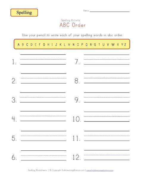 customizable abc order spelling worksheet Montessori Worksheets, Kindergarten Spelling, 1st Grade Spelling, Abc Order Worksheet, Spelling Words List, Writing Practice Worksheets, Teaching Spelling, Spelling Test, Spelling Worksheets