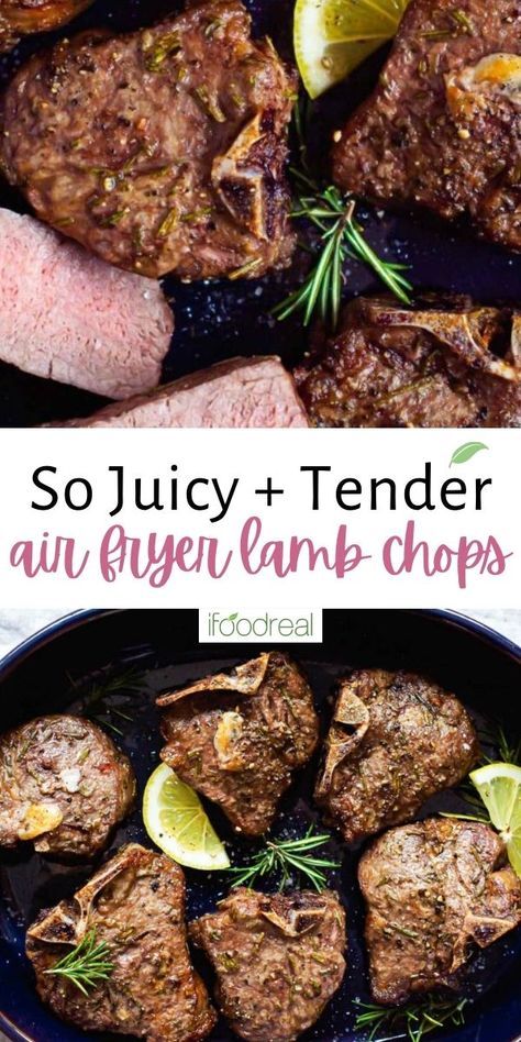 Try something new for dinner this week and make Air Fryer Lamb Chops without turning on the oven or cleaning up grease splatter! Using a simple 3-ingredient marinade, the air fryer is the easiest and best way to get juicy, tender lamb chops with a beautiful sear. Lamb Chops In Air Fryer, Lamb Chops Oven, Air Fryer Lamb Chops, Lamb Steak Recipes, Air Fryer Lamb, Lamb Loin Chop Recipes, Baked Lamb Chops, Cooking Lamb Chops, Lamb Steaks