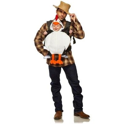 Halloween Costumes Western, Farmer Halloween Costume, Farmer Halloween, Baby Carrier Costume, Farmer Baby, Chicken Halloween, Baby Carrier Cover, Chicken Farmer, Infant Carrier