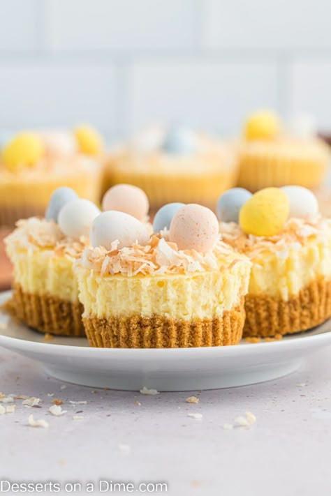 Mini Egg Mini Cheesecakes, Mini Cheesecakes Easter, Mini Easter Cheesecake Recipes, Easter Cheesecake Mini, Easter Cheesecake Recipes, Easter Mini Cheesecakes, Easter Cheesecakes, Mini Egg Cheesecake, Apartment Meals