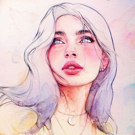 Irakli Nadar, Watercolor Girl, Pahlawan Marvel, Cat Air, Digital Portrait Art, Seni Cat Air, Lukisan Cat Air, Watercolor Sketch, Art And Illustration