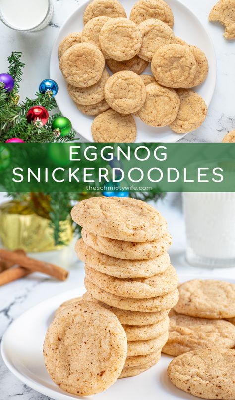 A fun twist on the classic cookie these Eggnog Snickerdoodles are sure to be a fun addition to your holiday baking list! Flavored with rum extract and nutmeg this cookies are filled with notes of eggnog and sugar cookies! Eggnog Snickerdoodles, Eggnog Snickerdoodles Recipe, Eggnog Snickerdoodles Cookies Eggnog Snickerdoodles, Fodmap Desserts, Christmas Cookie Tray, Snickerdoodles Recipe, Fructose Malabsorption, Holiday Eggnog, Eggnog Cookies, Holiday Baking List, Baking List