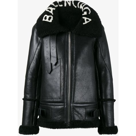 Balenciaga Le Bombardier Leather Jacket (405750 RSD) ❤ liked on Polyvore featuring outerwear, jackets, shearling coat, leather jackets, genuine leather jackets, 100 leather jacket, logo jackets and balenciaga jacket Balenciaga Leather Jacket, Balenciaga Coat, Balenciaga Jacket, Balenciaga Leather, White Leather Jacket, Black Balenciaga, Black And White Jacket, Jackets Black, Balenciaga Logo