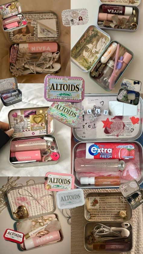 Things To Put In Altoids Wallet, Cajas Aesthetic, Altoids Tin Wallet, Thrifted Gift Ideas, Altoids Box Ideas, Altoid Tin Ideas, Altoids Wallets, Altoid Wallet, Tin Wallet