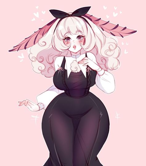 Madyaxx Oc Pfp, Bunny Oc Girl, Pink Hair Girl Art, Mommy Fanart, Madyaxx Oc, Plus Size Drawing, Bunny Woman, Cute Goth Outfits, Vtuber Art