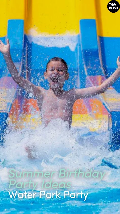 Get outside and ring in another year with unforgettable summer birthday party ideas for adults and kids like a Water Park Party! 🛝 Click here for more! 🎉 #thebash #summerparty #summer #summerideas #summerpartyideas #summerbirthday #poolparty #watersports #partygames #partyplanning #partyplanningideas #party #birthdayparty #summerbirthdayparty #kidsparty #kidspartyideas #adultparty #adultpartyideas #familyparty #familypartyideas #summeractitivities #waterparkparty #waterpark Water Park Birthday Party, Water Park Party, Summer Birthday Party Ideas, Birthday Party At Park, Birthday Party Ideas For Kids, Park Party, Party Playlist, Park Birthday, Summer Party Themes