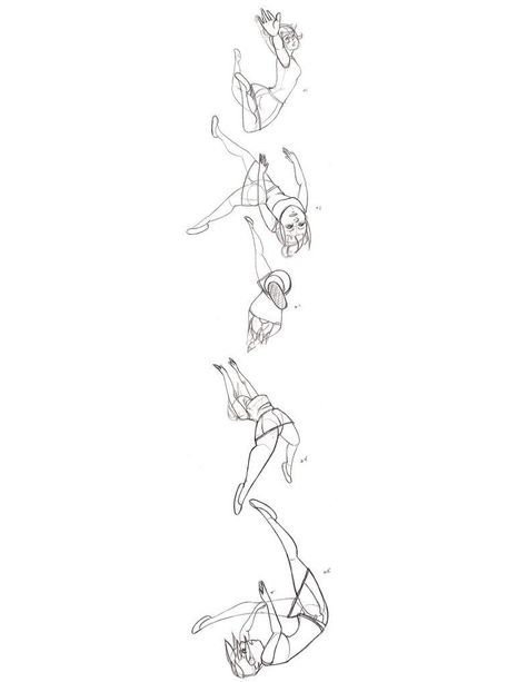 Poses Falling, Fall Anime, Frame By Frame Animation, Manga Drawing Tutorials, Animation Sketches, Different Poses, Gesture Drawing, Animation Reference, Poses References