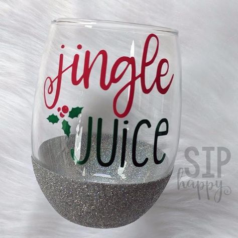 Jingle Juice Glitter Wine Glass Jingle Juice, Wine Glass Christmas, Wine Glass Sayings, Christmas Wine Glasses, Glitter Wine Glasses, Diy Wine Glasses, Christmas Glasses, Wine Glass Crafts, Wine Glass Art