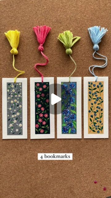 Flowers Bookmarks, Homemade Bookmarks, Bookmark Crochet, Handmade Bookmarks Diy, Diy Crafts Bookmarks, Creative Bookmarks, Bookmark Craft, Cute Bookmarks, Diy Bookmarks