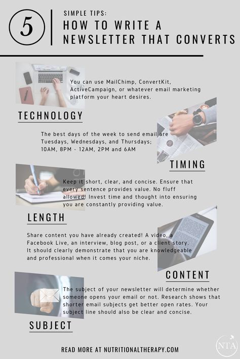 Does the idea of writing a newsletter scare you? We break down the complexities and give you simple tips on how to write a newsletter that converts!  newsletter layout, newsletter ideas, mailchimp newsletter, build email list, email campaign, email marketing, email inspiration How To Start An Email Newsletter, How To Write A Newsletter, Canva Newsletter Ideas, Simple Newsletter Design, Community Newsletter Ideas, Jewellery Newsletter, Email Newsletter Design Layout, Email Marketing Design Newsletter Templates, Newsletter Content Ideas