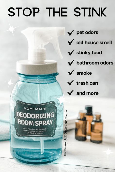 Room Deodorizer Essential Oils, Natural Bathroom Deodorizer, Cleaning With Essential Oils Recipes, Diy Pet Odor Eliminator Spray, Fresh Laundry Essential Oil Blend, Essential Oil Storage Ideas Diy, Essential Oil Plant Spray, Homemade Deodorizer Spray, Room Spray With Essential Oils