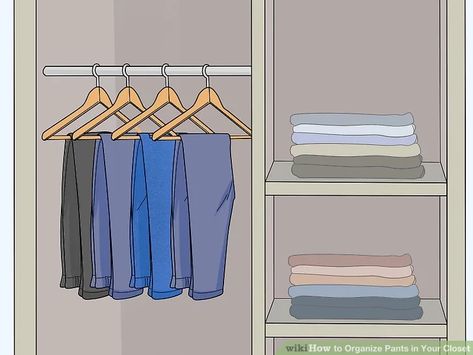 Hanging Sweatpants In Closet, How To Organize Pants In Closet, Pant Storage In Closet, Organize Pants In Closet, Organizing Pants In Closet, Pants Organization, Hanging Pants, Pant Storage, How To Organize Your Closet