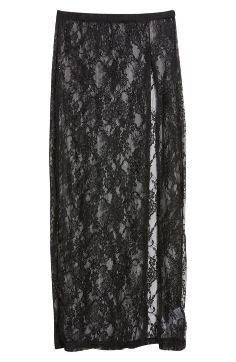 EDIKTED Aura Low Rise Lace Maxi Skirt in Black at Nordstrom, Size Small Sheer Skirt Outfit, Long Black Lace Skirt, Sheer Skirts, Lace Black Skirt, Lace Skirt Outfit, Floral Maxi Skirts, Skirts Aesthetic, Black Lace Maxi Skirt, Lace Skirt Black