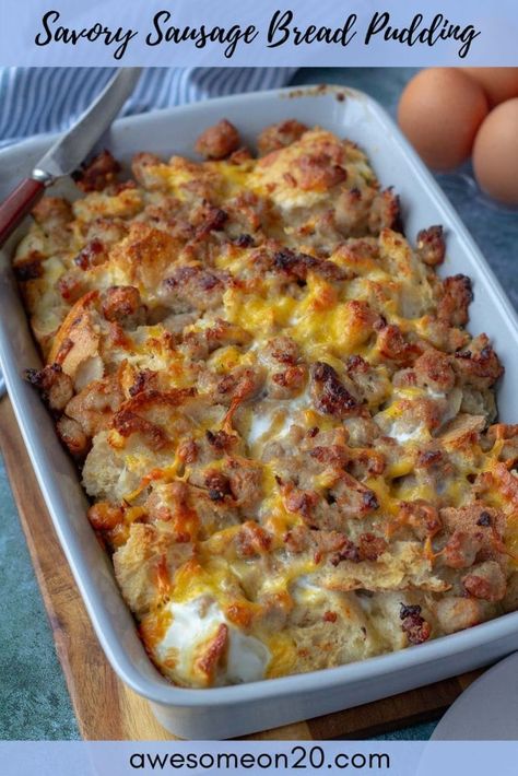 Breakfast Bread Pudding Savory, Stale Rolls Recipe, Savory Bread Pudding Breakfast, Leftover Roll Recipes, Uses For Stale Bread, What To Do With Leftover Sourdough Bread, Sausage And Cheese Bread, Leftover Bread Recipes Dinners, Leftover Breakfast Sausage