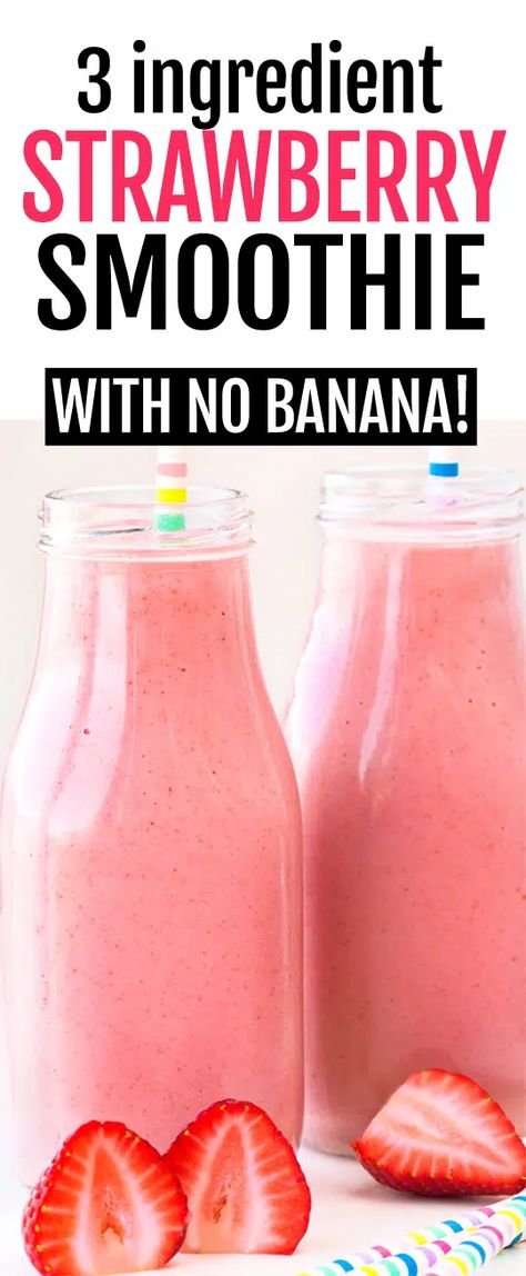 Smoothie With No Banana, Strawberry Smoothie Healthy, Blender Smoothie, Smoothie Recipes Strawberry, Strawberry Protein, Strawberry Oatmeal, Best Smoothie, Protein Smoothies, Healthy Strawberry