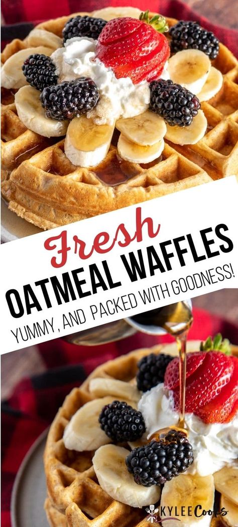 Waffle Recipe Healthy, Oatmeal Waffles, Belgian Waffles Recipe, Waffle Iron Recipes, Healthy Waffles, Waffle Maker Recipes, Strawberry Oatmeal, Break Fast, Pumpkin Waffles